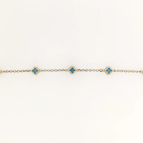 20441 14K YELLOW GOLD 5 PETTITE TURQUOISE CLOVER BRACELET