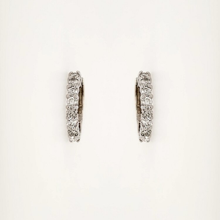 31359 14K WHITE GOLD .54CTW DIAMOND  0.55" 2MM SMALL HUGGIES