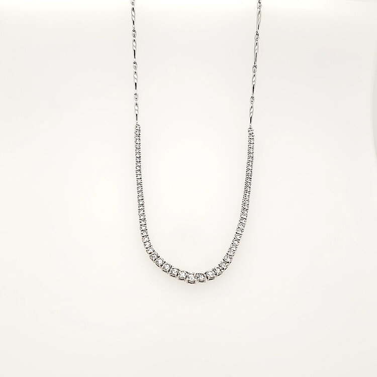 60141 18K WHITE GOLD 2.09CTW DIAMOND GRADUATING DIAMONDS BAR LINK FANCY NECKPIECE