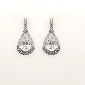 31373 10K  WHITE GOLD PEAR SHAPE CUBIC ZIRCONIA DROP EARRINGS