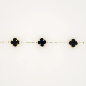20450 14K YELLOW GOLD 9.45MM 5 BLACK ONYX CLOVER BRACELET