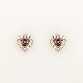 31382 14K YELLOW GOLD 5.4MM LIGHT PURPLE HEAR HALO SCREWBACKS