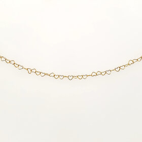 20453 14K YELLOW GOLD INTELOCKING HEARTS ANKLET BRACELET