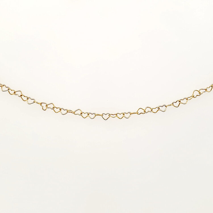 50407 14K YELLOW GOLD 18" INTERLOCKING HEARTS LINK CHAIN NECKPICECE