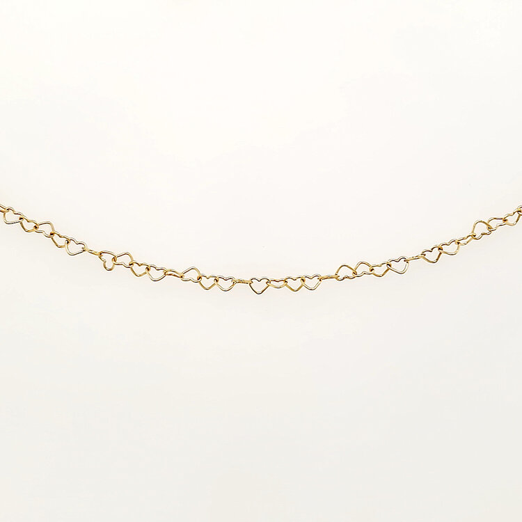 50408 14K YELLOW GOLD 16"  INTERLOCKING HEARTS CHAIN NECKPIECE