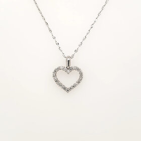 70713 14K WHITE GOLD .25CTW DIAMOND PETITE OPEN HEART PENDANT NEKCLACE