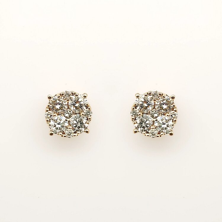 31401 14K YELLOW GOLD .75CTW DIAMOND CLUSTER SCREWBACKS STUDS EARRINGS