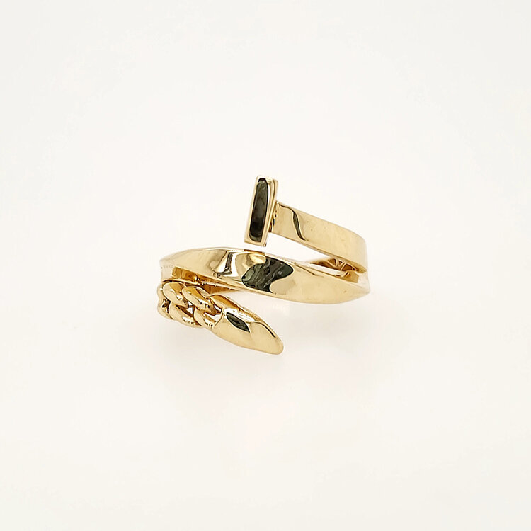 40408 14K YELLOW GOLD HIGH POLISH NAIL CABLE STYLE RING