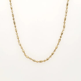 50409 14K YELLOW GOLD 18" OVAL  BAR AND BEAD DIAMOND CUT CHAIN