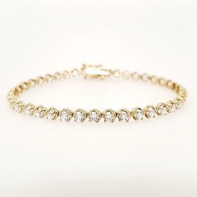20466 14K YELLOW GOLD CUBIC ZIRCONIA TENNIS BRACELET