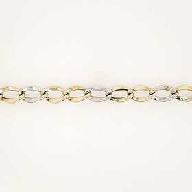 20468 TWO TONE HIGH POLISH OVAL TWISTED FANCY LINK BRACELET