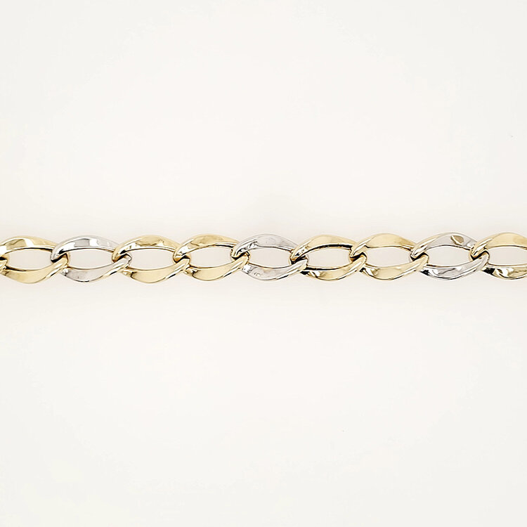 20468 TWO TONE HIGH POLISH OVAL TWISTED FANCY LINK BRACELET