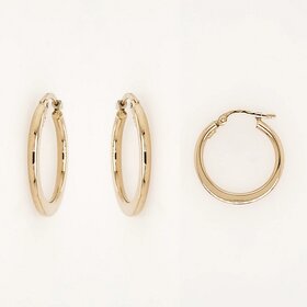31407 14K YELLOW GOLD 0.80" 1.40MM HIGH POLISH FLAT TUBE HOOPS
