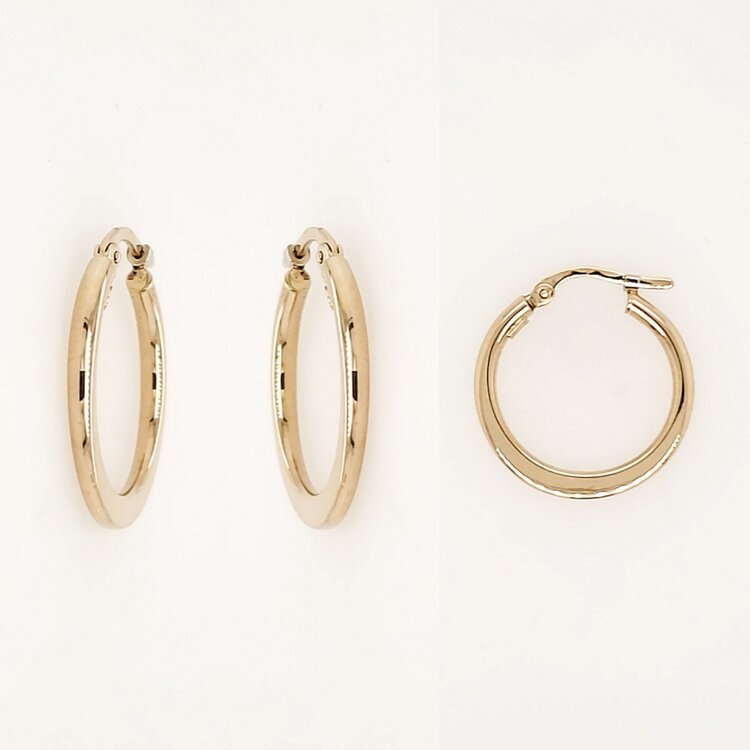 31407 14K YELLOW GOLD 0.80" 1.40MM HIGH POLISH FLAT TUBE HOOPS