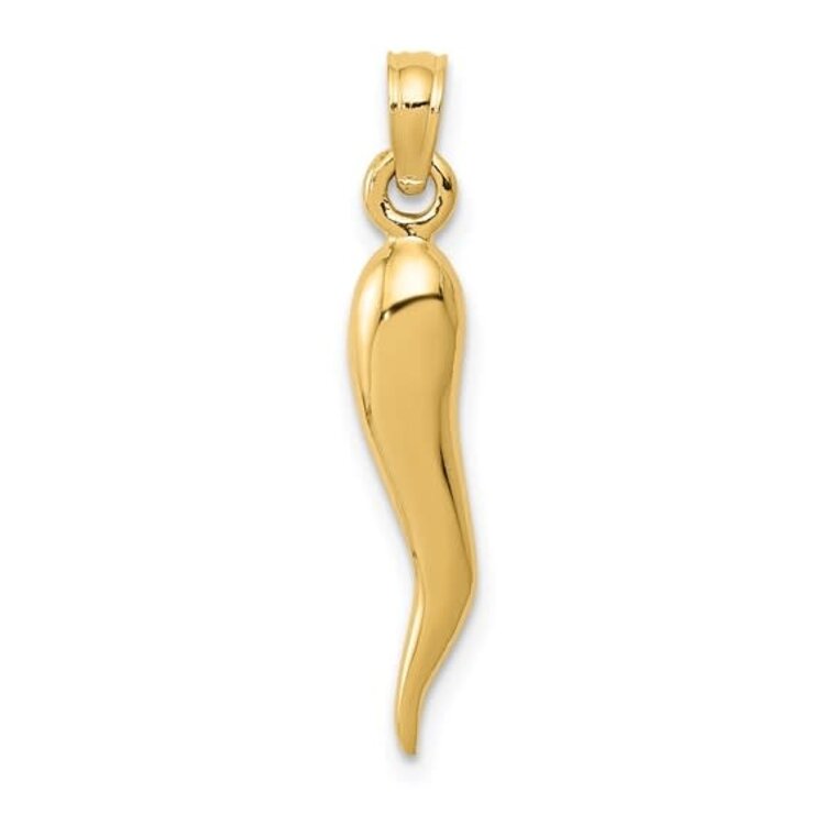 78111  14K YELLOW GOLD 1"  HOLLOW ITALIAN HORN CHARM