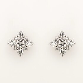 32958 18K  WHITE GOLD 1.35CT DIAMOND LARGE FLORAL  CLUSTER STUDS