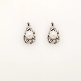 31418 10K WHITE GOLD PEAR DIAMOND SWIRL STUD EARRINGS