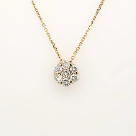 71196 14K YELLOW GOLD .50CT DIAMOND CLUSTER SLIDE PENDANT NECKLACE