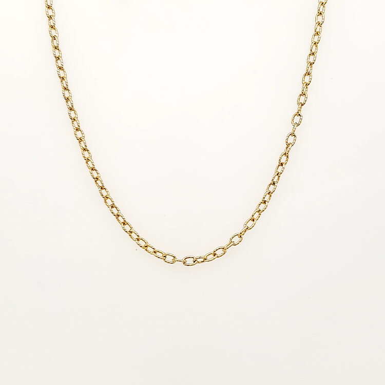 50414 14K YELLOW GOLD 18" TEXTURED ROLO LINK CHAIN NECKPIECE