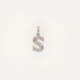 78139 14K WHITE GOLD DIAMOND SCRIPT LETTER "S" CHARM