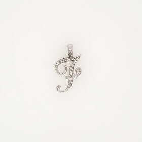78138 14K WHITE GOLD DIAMOND SCRIPT LETTER "F"  CHARM