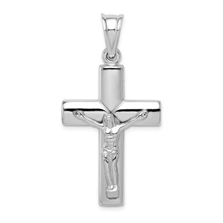 80483 STERLING SILVER RHODIUM PLATED HOLLOW TUBED CRUCIFIX