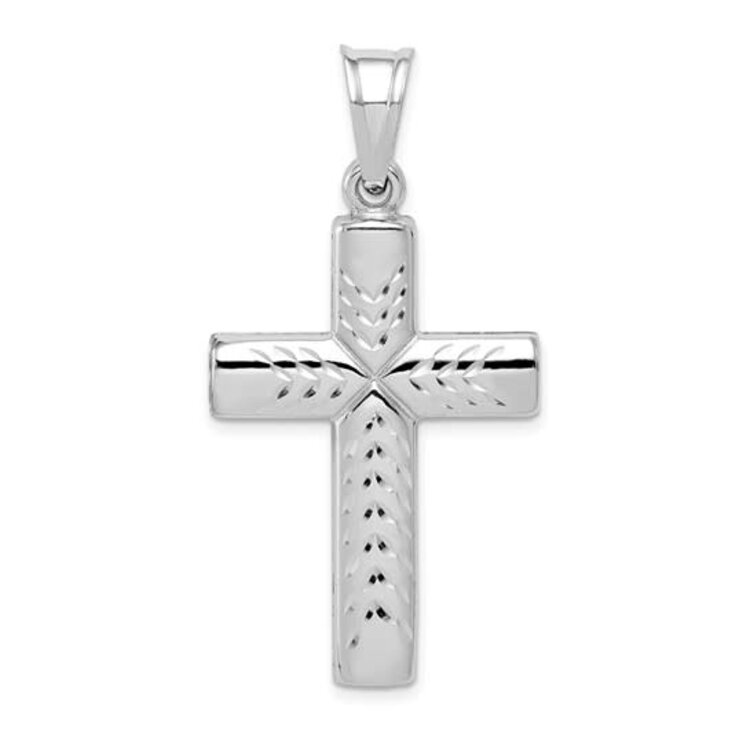 80483 STERLING SILVER RHODIUM PLATED HOLLOW TUBED CRUCIFIX