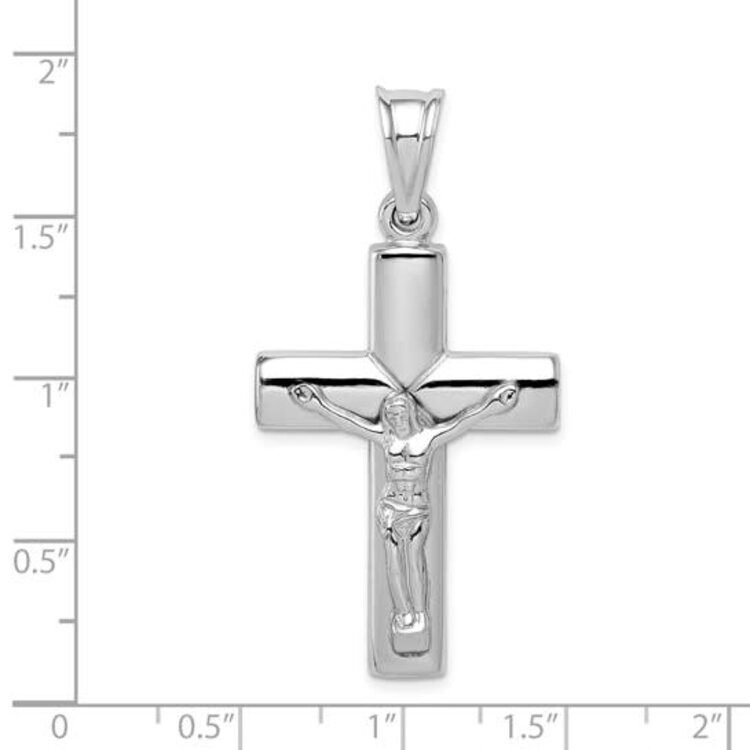 80483 STERLING SILVER RHODIUM PLATED HOLLOW TUBED CRUCIFIX