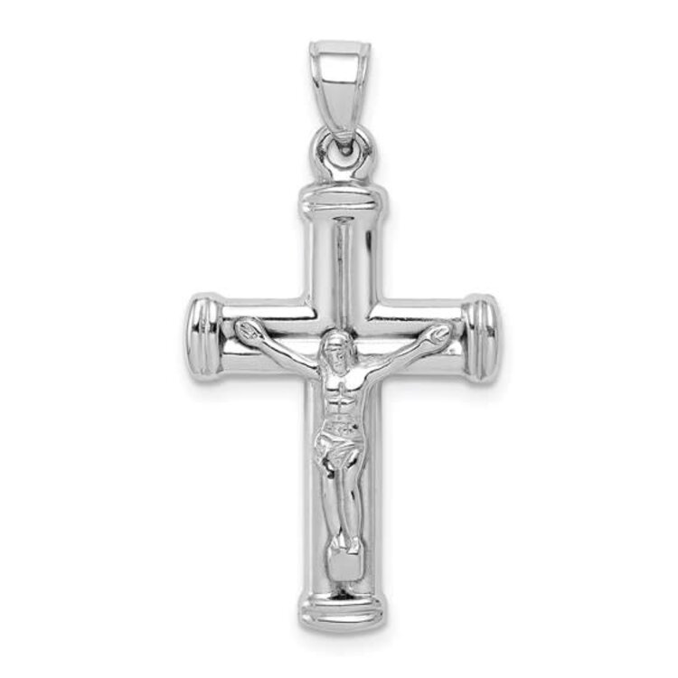 80485 STERLING SILVER RHODIUM PLATED CRUCIFIX WITH TIPPED EDGES
