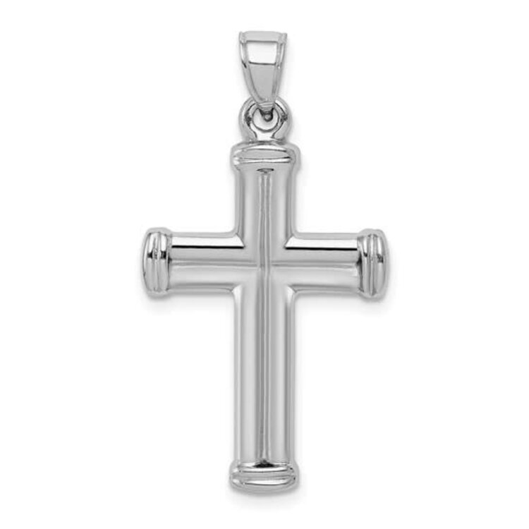 80485 STERLING SILVER RHODIUM PLATED CRUCIFIX WITH TIPPED EDGES