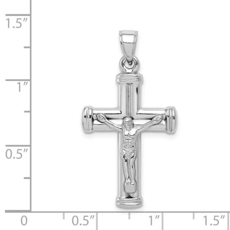 80485 STERLING SILVER RHODIUM PLATED CRUCIFIX WITH TIPPED EDGES