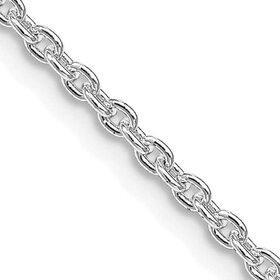 80490 STERLING SILVER 16" RHODIUM PLATED 2.25MM CABLE CHAIN