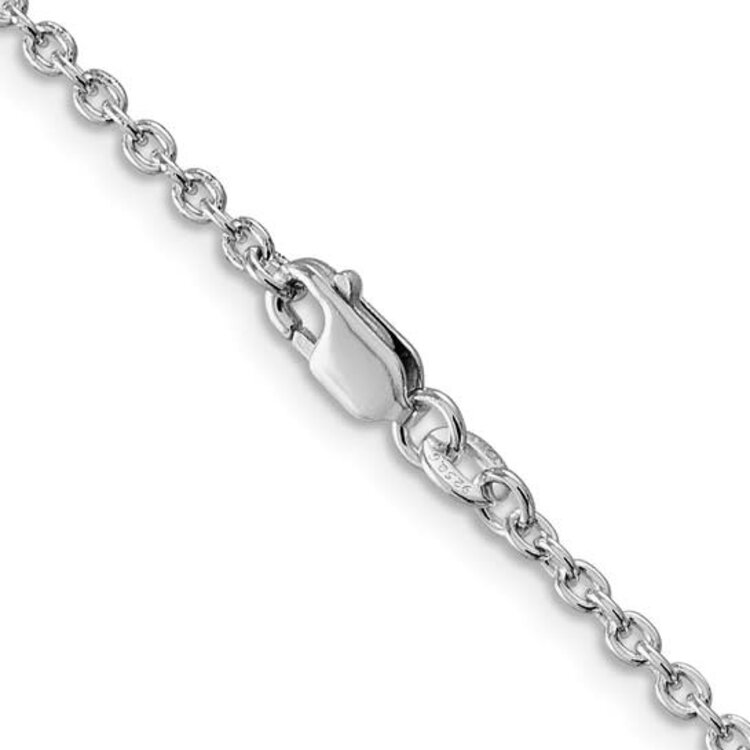 80490 STERLING SILVER 16" RHODIUM PLATED 2.25MM CABLE CHAIN