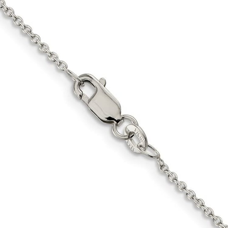 80495 STERLING SILVER 18" RHODIUM PLATED 1.25MM CABLE CHAIN