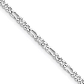 80496 STERLING SILVER 18" RHODIUM PLATED 2.5MM FIGARO CHAIN