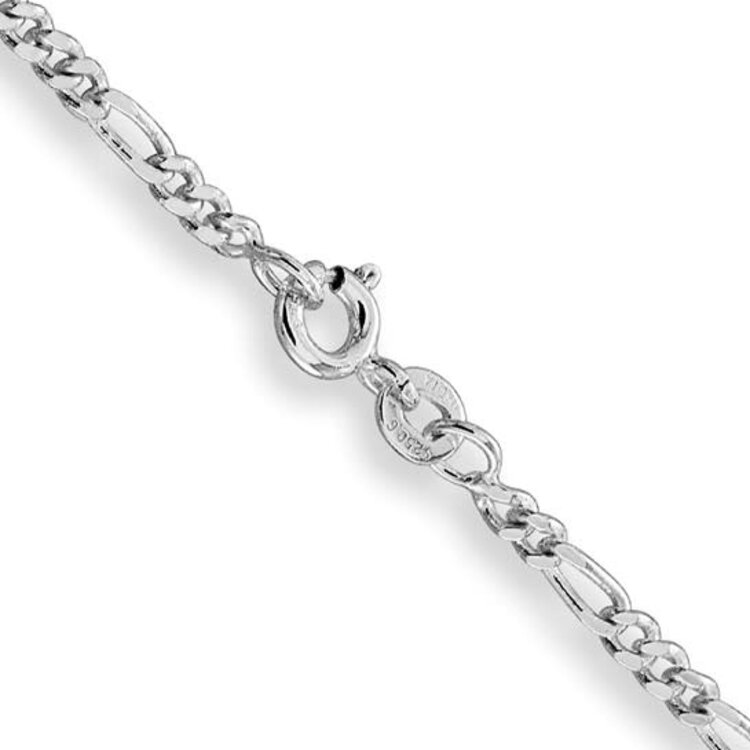 80496 STERLING SILVER 18" RHODIUM PLATED 2.5MM FIGARO CHAIN
