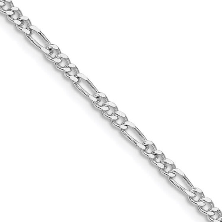 80497 STERLING SILVER 20" RHODIUM PLATED 2.5MM FIGARO CHAIN