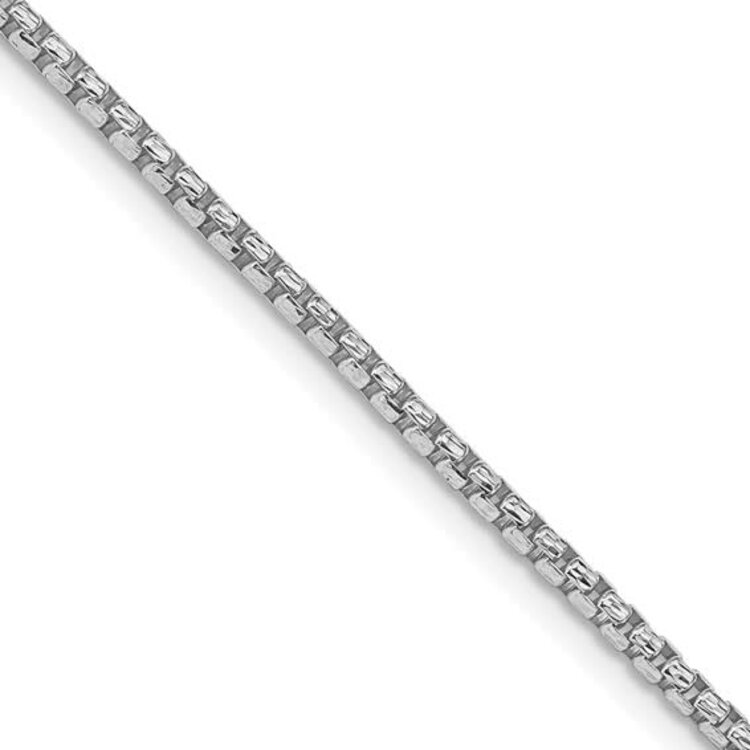 80499 STERLING SILVER 22" RHODIUM PLATED 2MM DIAMOND CUT ROUND BOX CHAIN