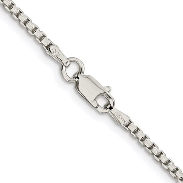 80501 STERLING SILVER 24" RHODIUM PLATED 2MM DIAMOND CUT ROUND BOX CHAIN