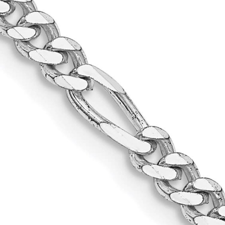 80503 STERLING SILVER 20" RHODIUM PLATED 3.5MM FIGARO CHAIN