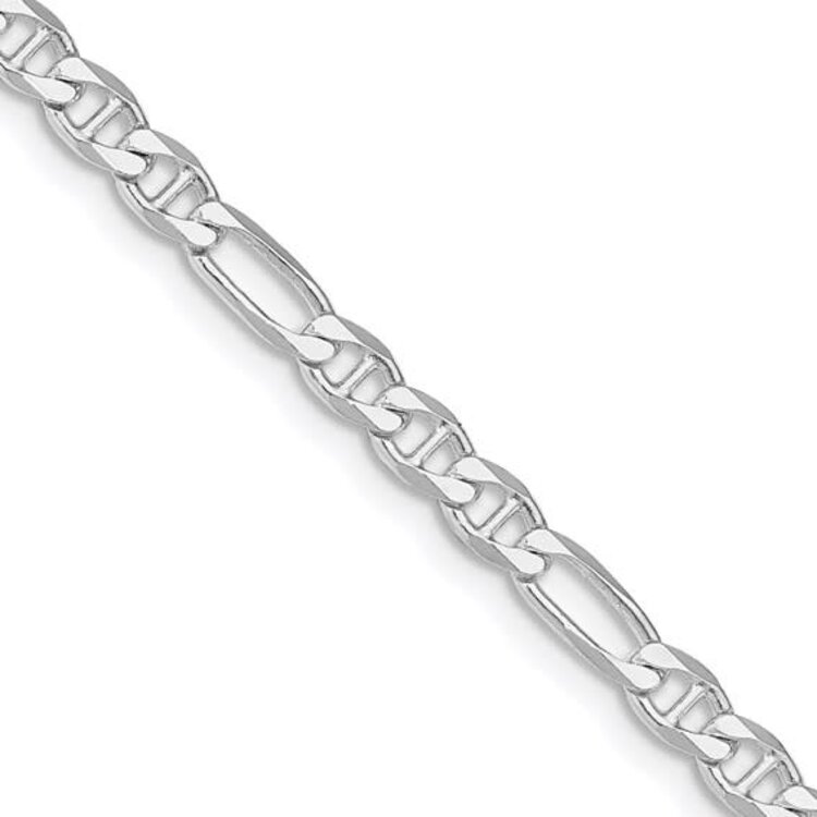 80505 STERLING SILVER 22" RHODIUM PLATED 3.75MM FIGARO ANCHOR CHAIN