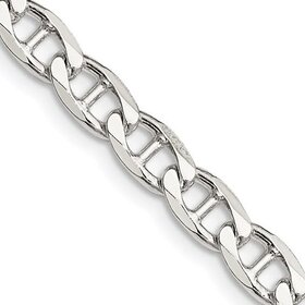 80508 STERLING SILVER 24" RHODIUM PLATED 5.7MM DIAMOND CUT FLAT ANCHOR CURB CHAIN