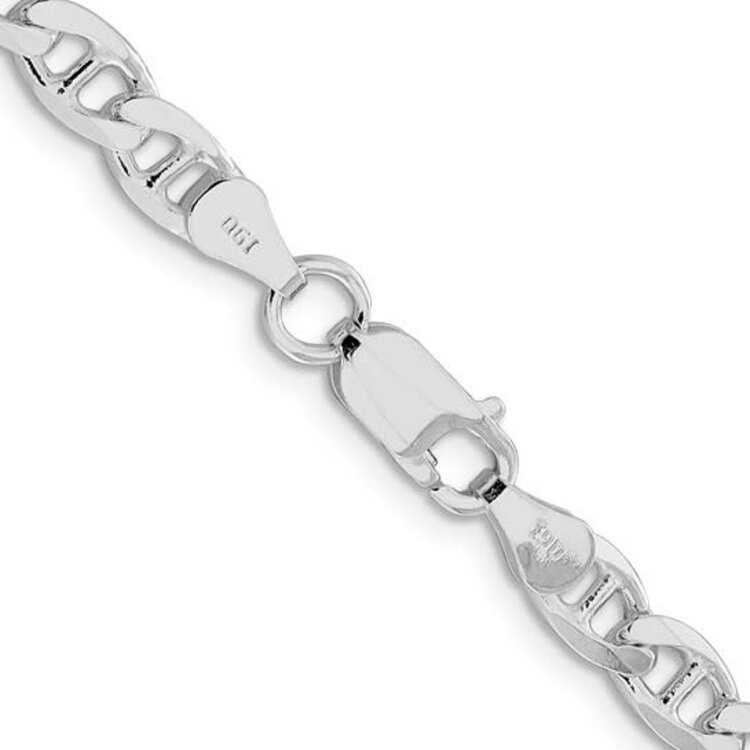 80509 STERLING SILVER 22" RHODIUM PLATED 5.7MM DIAMOND CUT FLAT ANCHOR CHAIN