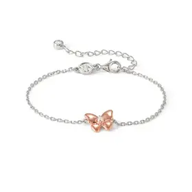 242004/041 NOMINATION ITALY STERLING SILVER ROSE GOLD PLATED CUBIC ZIRCONIA CENTER BUTTERFLY BRACELET