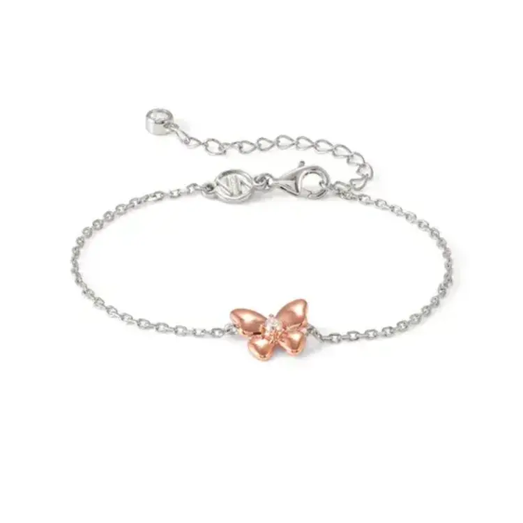 242004/041 NOMINATION ITALY STERLING SILVER ROSE GOLD PLATED CUBIC ZIRCONIA CENTER BUTTERFLY BRACELET