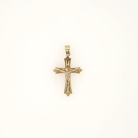 77328 14K YELLOW GOLD 1.20" HIGH POLISH POINTED EDGES CRUCIFIX