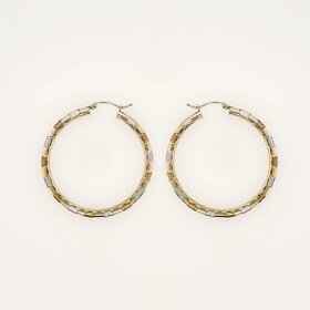 31421 14K TRI COLOR 1.65" 2.80MM SATIN AND HIGH POLISH FINISH HOOPS