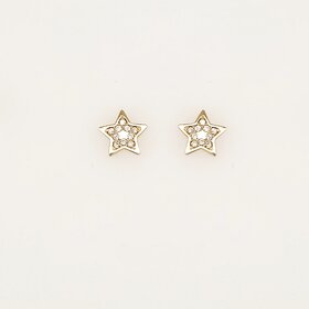 31419 14K YELLOW GOLD CUBIC ZIRCONIA STAR SHAPE BABY EARRINGS PUSH BACKS