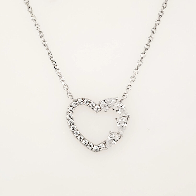 241902/003 NOMINATION ITALY STERLING SILVER SHINE ME UP COLLECTION CUBIC ZIRCONIA OPEN HEART NECKLACE