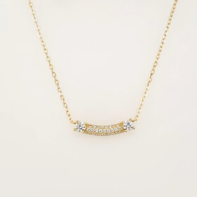 242209/012 NOMINATION ITALY STERLING SILVER GOLD PLATED PAVE CUBIC ZIRCONIA CURB BAR NEKCLACE